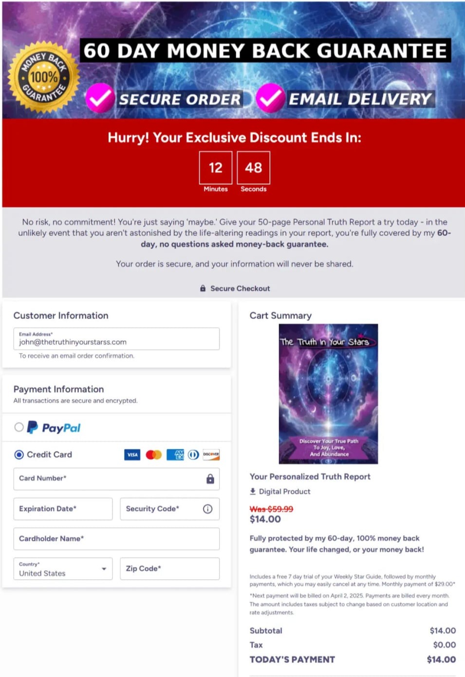 The Truth in Your Stars Checkout